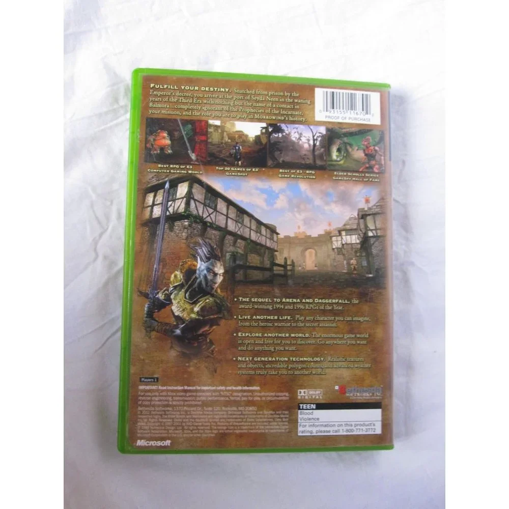 Morrowind The Elder Scrolls III 3 game with disc, case & manual XBox‎ Rated Teen